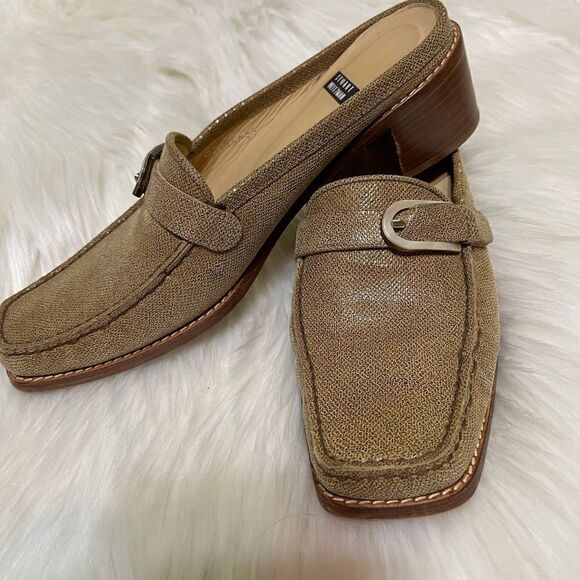 Stuart Weitzman tan leather backless loafers, size 7 1/2 - Picture 8 of 12